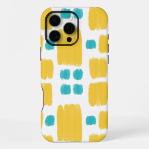 Bright Turquoise and Yellow painted shapes iPhone 16 Pro Max Case