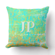 Bright Turquoise Distressed Ocean Texture Monogram