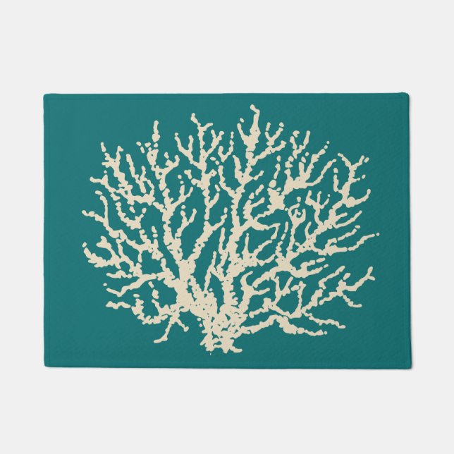 Bright Turquoise Nautical Doormat Rug (Front)