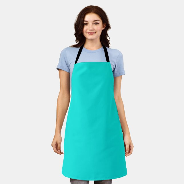 Bright Turquoise Solid Colour Apron (Worn)