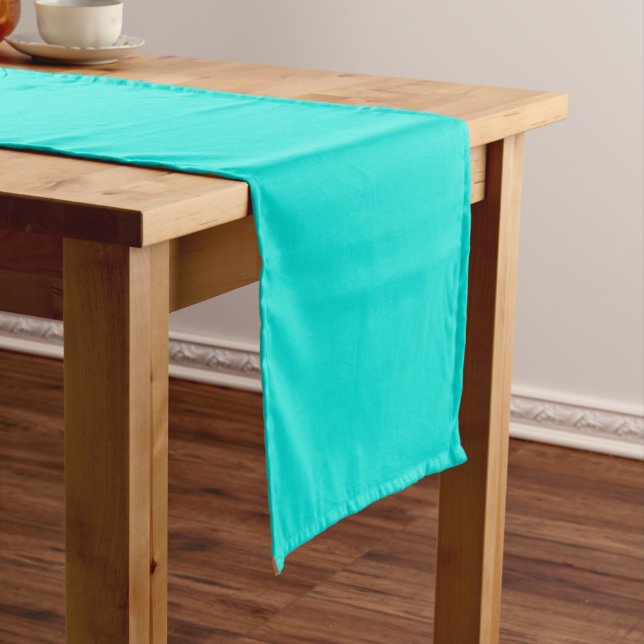 Bright Turquoise Solid Colour Short Table Runner (In Situ)