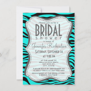 Bright Turquoise Zebra Stripes Animal Print Invitation