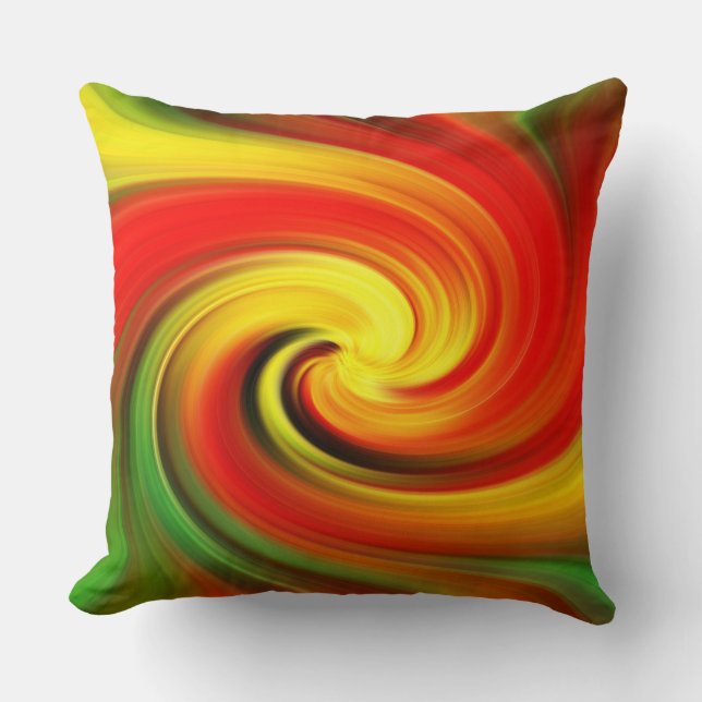 Bright twirly mix of colours throw pillow (Front)