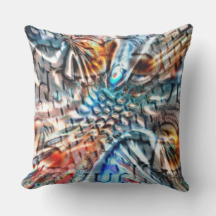 Bright, twisted coloured velvet or plumage outdoor pillow