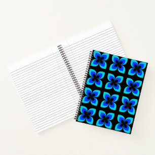 Bright Two Toned Blue Flower Pattern Notebook