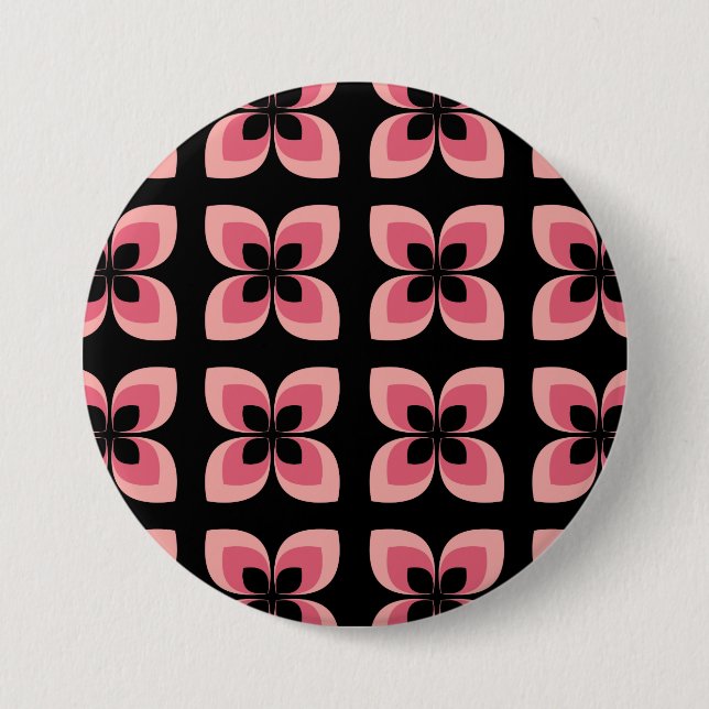 Bright Two Toned Pink Flower Pattern 3 Inch Round Button (Front)