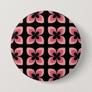 Bright Two Toned Pink Flower Pattern 3 Inch Round Button