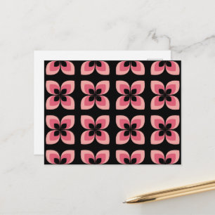 Bright Two Toned Pink Flower Pattern Postcard