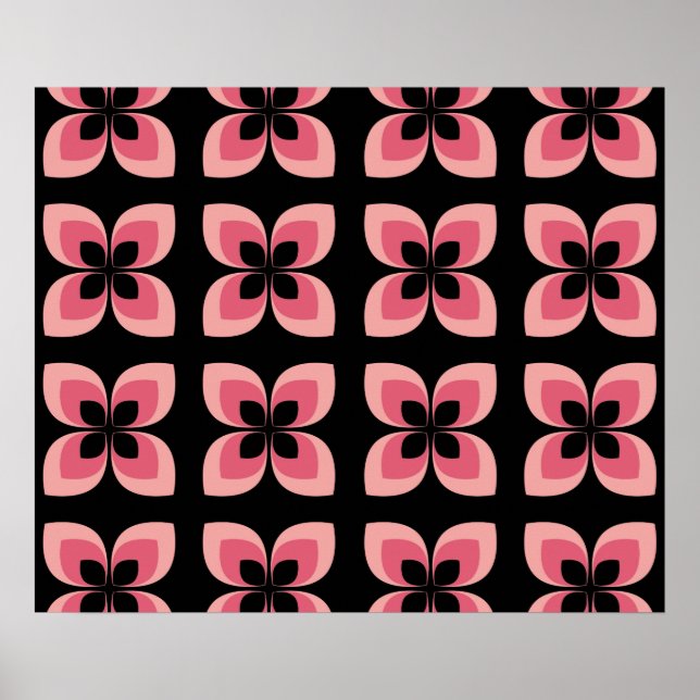 Bright Two Toned Pink Flower Pattern Poster (Front)