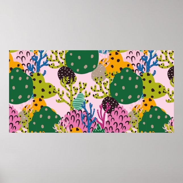 Bright underwater illustration pattern with beauti poster (Front)