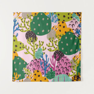 Bright underwater illustration pattern with beauti tapestry