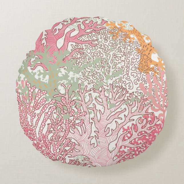 Bright underwater seamless pattern with beautiful  round pillow (Front)