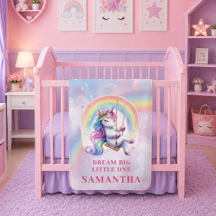 Bright Unicorn Pink Purple Girl Birthday Blanket G
