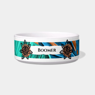 Bright Unique Colourful Personalized Dog Bowl