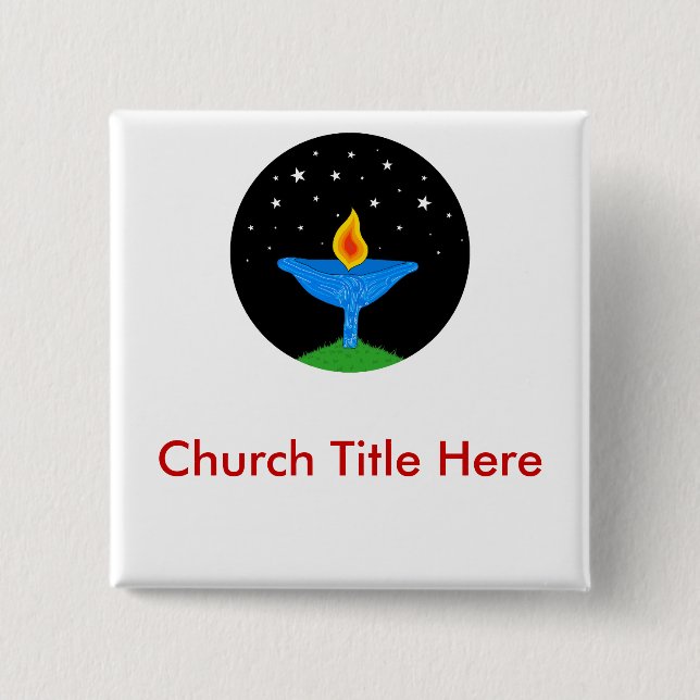 Bright UU Chalice Nametag 2 Inch Square Button (Front)