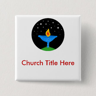 Bright UU Chalice Nametag 2 Inch Square Button