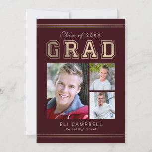 Bright Varsity Graduation Announcement Invitation