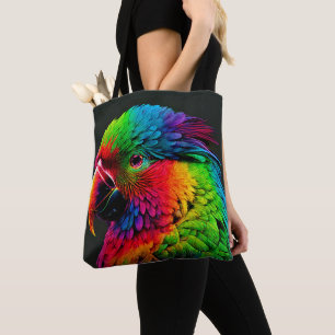 Bright Vibrant Colorful Exotic Parrot Profile Art Tote Bag
