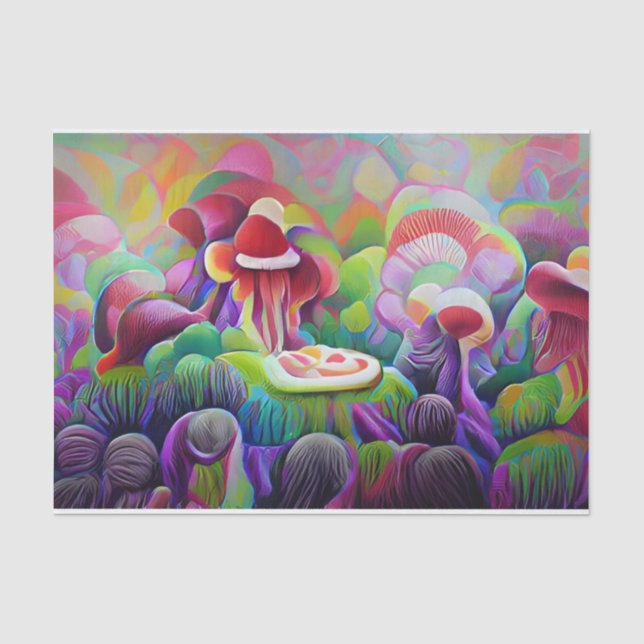 Bright Vibrant Colourful Psychedelic Pattern Tissue Paper (Front)