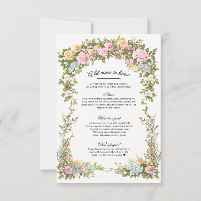 Bright Vibrant Florals Bridal Shower Details Card (Front)