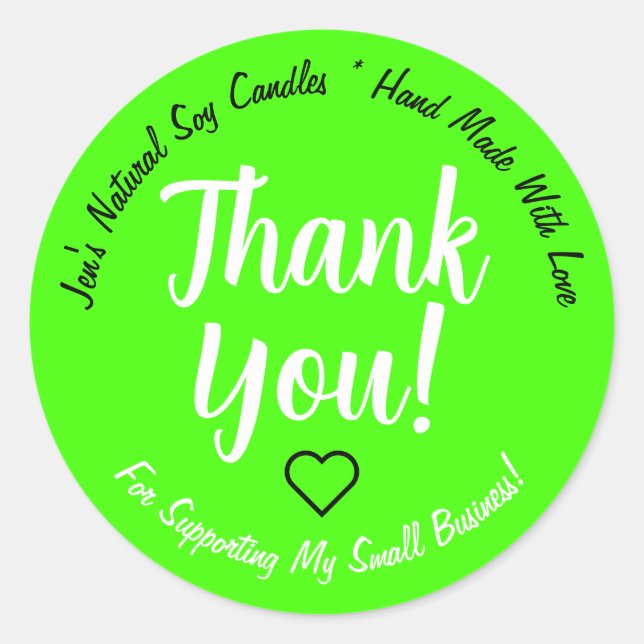 Bright Vibrant Green Neon Thank You Product Labels (Front)