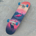 Bright Vibrant Modern Sunset Flamingo Skateboard<br><div class="desc">This modern design feature a bright and vibrant digital image of a flamingo standing in a lake at sunset.</div>