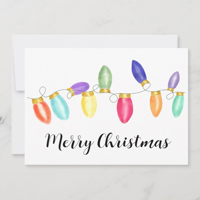 Bright Vintage Christmas Lights  Holiday Card (Front)