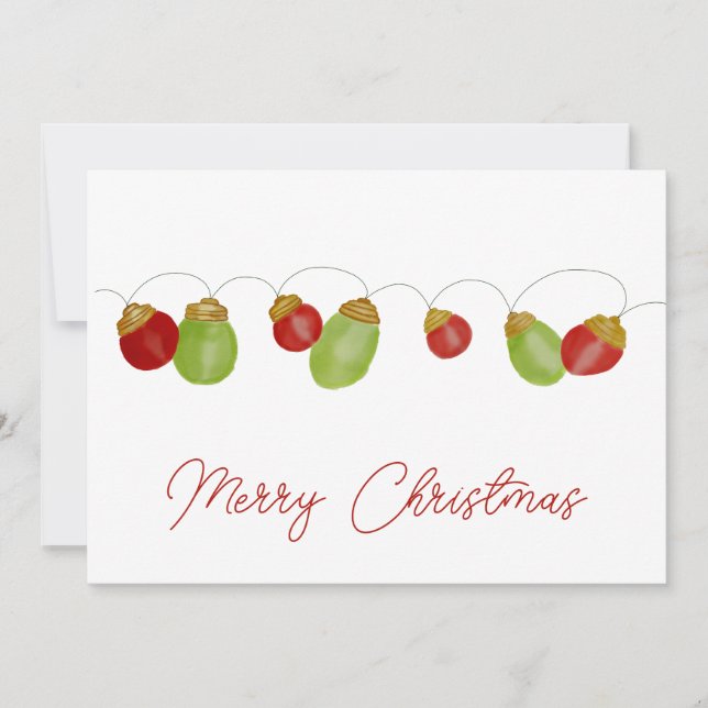 Bright Vintage Christmas Lights  Holiday Card (Front)