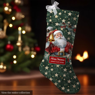 Bright Vintage Santa Stocking with Custom Name