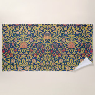 Bright Violet and Columbine (by William Morris) Beach Towel