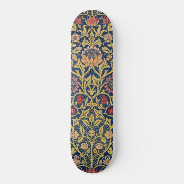 Bright Violet and Columbine (by William Morris) Skateboard (Front)