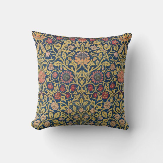 Bright Violet and Columbine (by William Morris) Throw Pillow (Front)