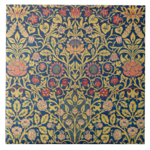 Bright Violet and Columbine (by William Morris) Tile