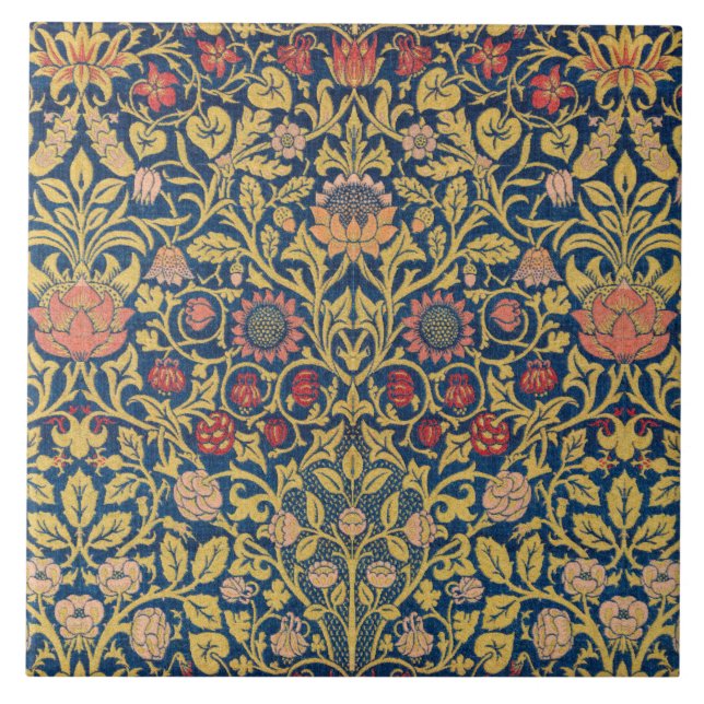 Bright Violet and Columbine (by William Morris) Tile (Front)