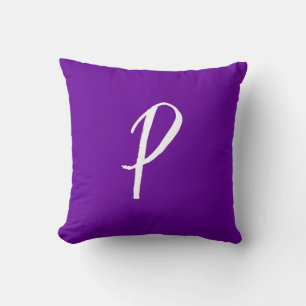 Bright Violet Purple Monogrammed Throw Pillow