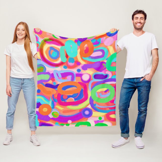 Bright Vivid Colours Pattern Fleece Blanket (In Situ)