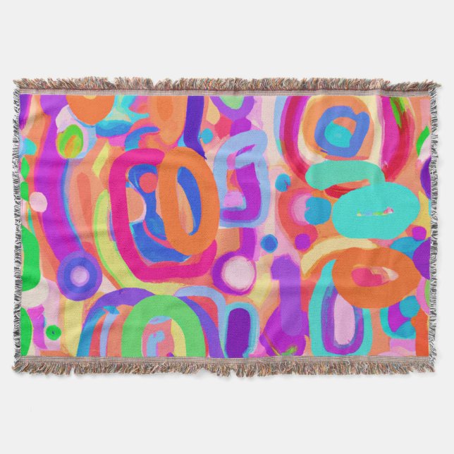 Bright Vivid Colours Pattern Throw Blanket (Front)