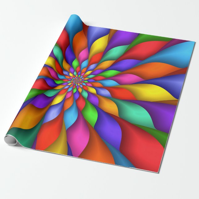 Bright Vivid Psychedelic Spiral Wrap Wrapping Paper (Unrolled)