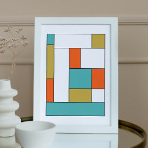 Bright Wall Art Mid Century Modern Style Blocks