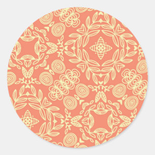 Bright warm background in vintage style. classic round sticker