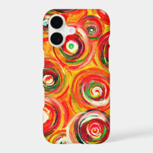 Bright Warm Circles and Swirls Original Abstract