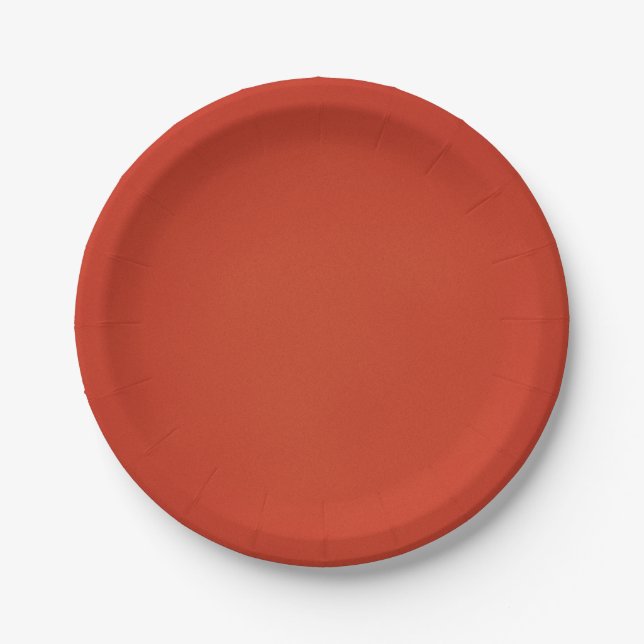 Bright Warm Red Grainy Texture Paper Plate (Front)