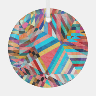 Bright Watercolor: Abstract Fantasy Background Glass Ornament