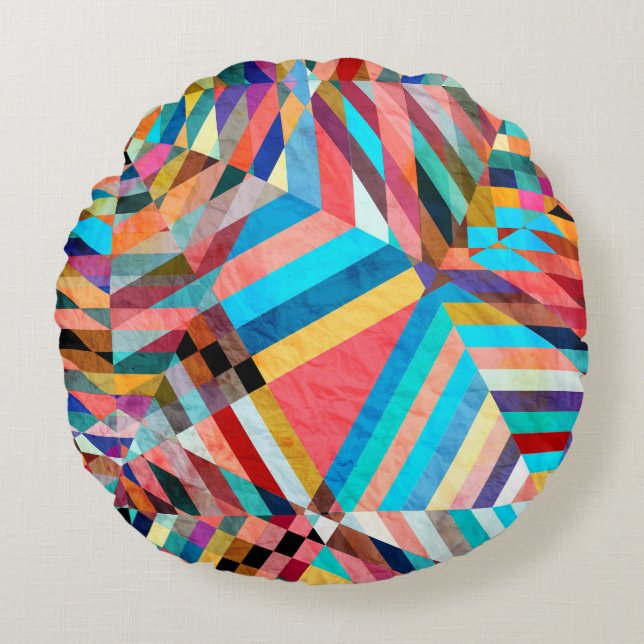 Bright Watercolor: Abstract Fantasy Background Round Pillow (Front)