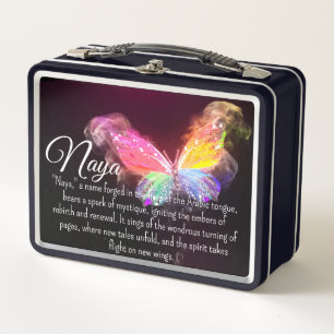 Bright Watercolor Butterfly Metal Lunch Box