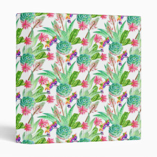 Bright Watercolor Cactus & Succulent Pattern Binder