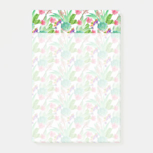 Bright Watercolor Cactus & Succulent Pattern Post-it Notes