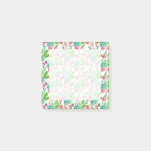 Bright Watercolor Cactus & Succulent Pattern Post-it Notes