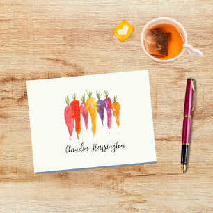 Bright Watercolor Carrots Hand-Drawn Botanical Note Card