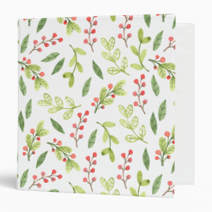 Bright Watercolor Christmas Mistletoe Pattern Binder